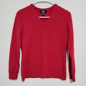 Lands' End 100% cashmere Red Long Sleeve Sweater XS Quiet Luxury